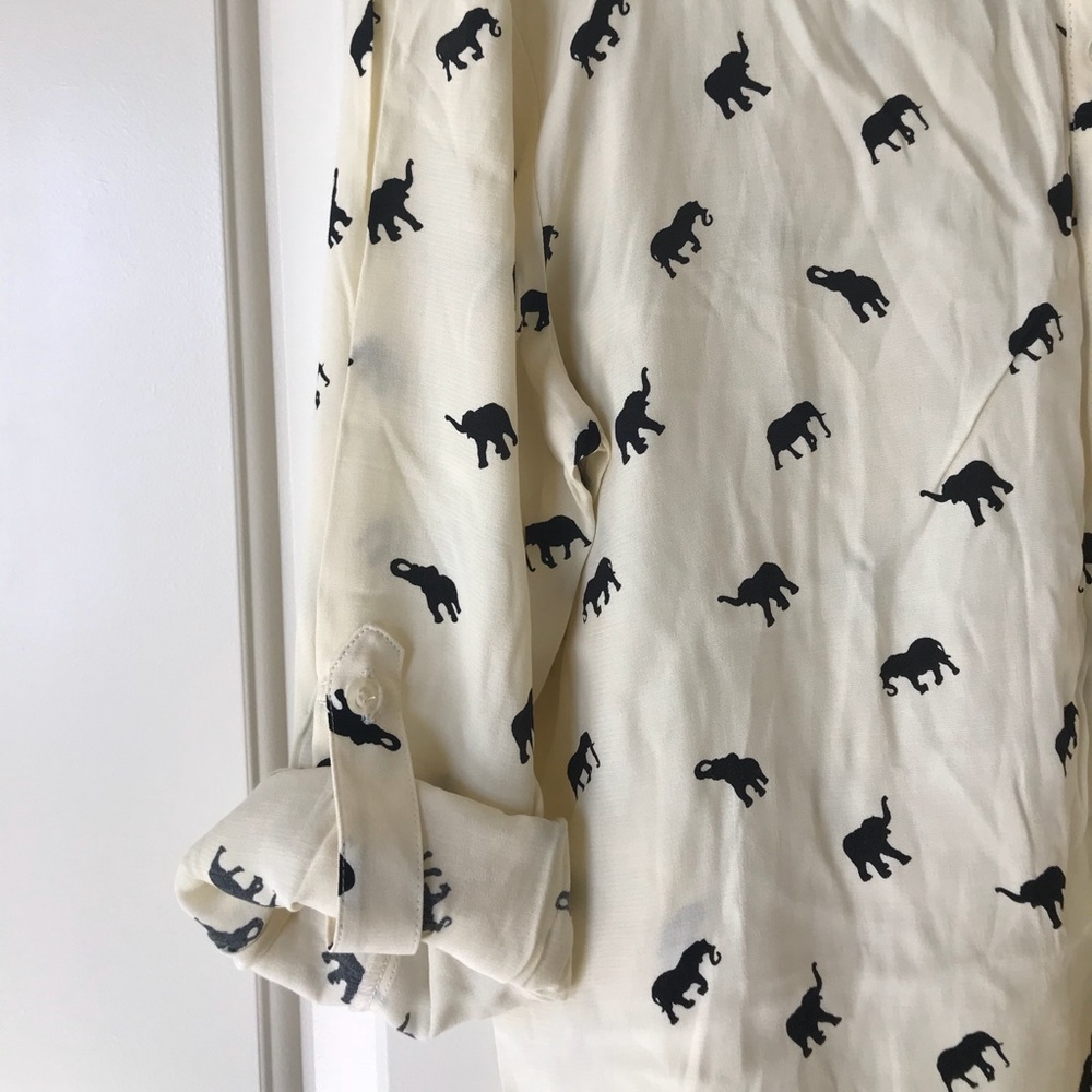 Asos petite white elephant print shirt，UK14/US10 - Picture 4 of 6